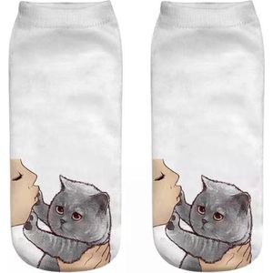 Enkelsokken Kat - kattensokken - Don't kiss me! - enkelsokken - Unisex - Maat 36-41