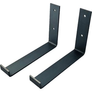 GoudmetHout Industriële Plankdragers L-vorm UP 20 cm - Staal - Mat Blank - 4 cm x 20 cm x 15 cm - Plankendrager