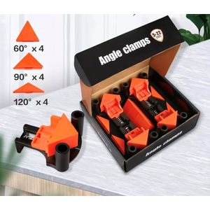 Dappermann Hoekklem voor Hout - Angle Clamps - 60 - 90 - 120 Graden Haakse Klemmen - Bevestigings Clips - Lijmklem - Houtbewerking - Gereedschap - 4 Stuks