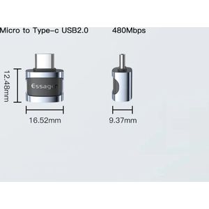 Micro USB Naar USB-C Converter - Adapter - USB HUB 3.0