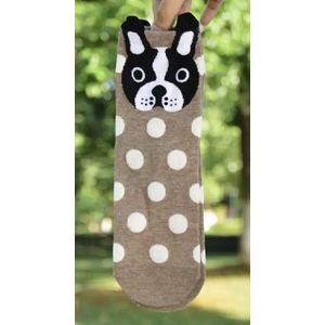 Gestippelde honden enkelsokken bruin - Cartoon Style - Hond - Unisex Sokken - Maat 36-41