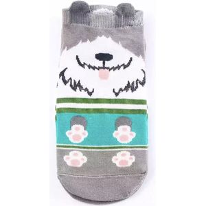 Leuke honden enkelsokken lichtgrijs Unisex Sokken 36-41