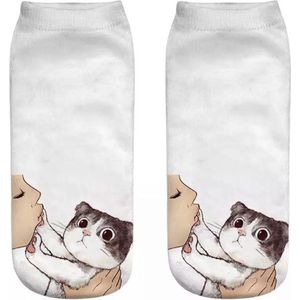 Enkelsokken Kat - kattensokken - Don't kiss me! - enkelsokken - Unisex - Maat 36-41
