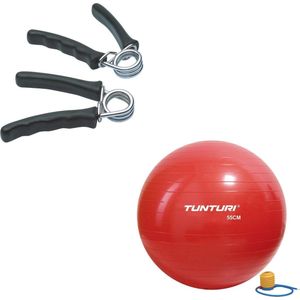 Tunturi - Fitness Set - Knijphalters 2 stuks - Gymball Rood 55 cm