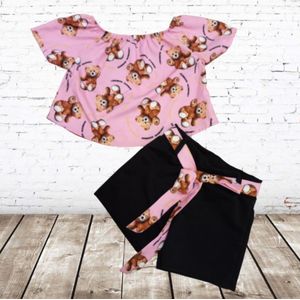Meisjes set short met shirt beer -s&C-110/116-Complete sets