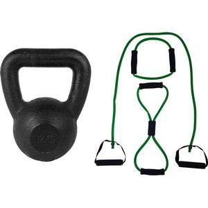 Tunturi - Fitness Set - Tubing Set Groen - Kettlebell 12 kg