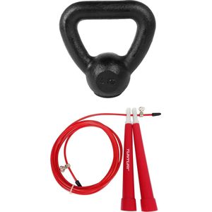 Tunturi - Fitness Set - Springtouw Rood - Kettlebell 4 kg