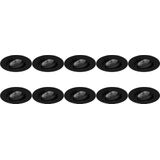 Pragmi Alpin Pro - GU10 Inbouwspot - Rond - Zwart - Aluminium - Kantelbaar - 10 Pack