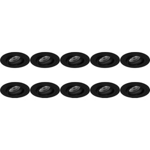 Pragmi Alpin Pro - GU10 Inbouwspot - Rond - Zwart - Aluminium - Kantelbaar - 10 Pack