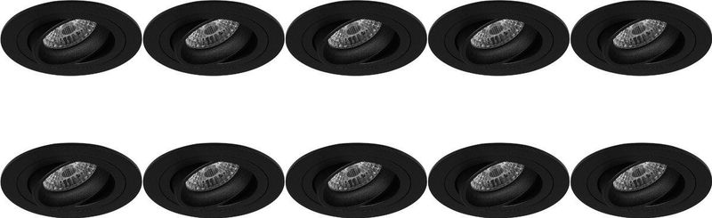 Pragmi Alpin Pro - GU10 Inbouwspot - Rond - Zwart - Aluminium - Kantelbaar - 10 Pack