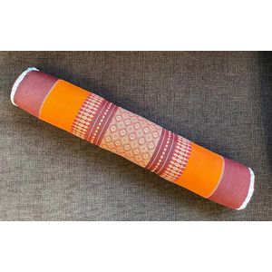 Knierolkussen – Bolster mini Yoga en meditatie – Kapok - Thais design - Oranje (8x8x50cm)