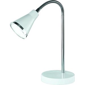 LED Bureaulamp - Trion Arora - 3W - Warm Wit 3000K - Rond - Glans Wit - Kunststof