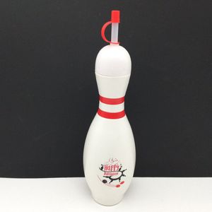 Bowling Bowlingpin bidon 'Pin Sipper' met rode opdruk 'Happy birthday ' , met inhoud van 75 cl. en aparte drinkbuis met afsluitdop.