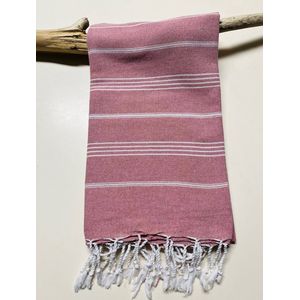 Romana Products Stripe Hamamdoek - Baddoek - Strandlaken - Saunalaken - 100cm x 180cm - Warmroze