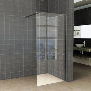 Diamond Line - Inloopdouche / Douchewand - 90x200 - Mat Zwart - Antikalk - Helder Glas - 8mm Veiligheidsglas