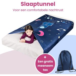 Slaaptunnel voor kinderen | Geschikt voor 90 x 200 cm - 1 persoons bed | Uniek ruimte patroon | Bedtunnel voor peuterbed
