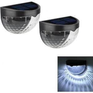 Tuinverlichting op zonneenergie | Solar tuinverlichting | Uniek 6 LED lichteffect | 2 stuks | Incl. bevestigingsmateriaal | Wandlamp buiten | Zwart | Koud wit licht