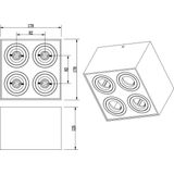 Trion - Bisqy - LED Plafondspot - Mat Zwart - GU10 Fitting - 4-lichts - Vierkant