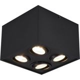 Trion - Bisqy - LED Plafondspot - Mat Zwart - GU10 Fitting - 4-lichts - Vierkant
