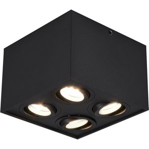 Trion - Bisqy - LED Plafondspot - Mat Zwart - GU10 Fitting - 4-lichts - Vierkant