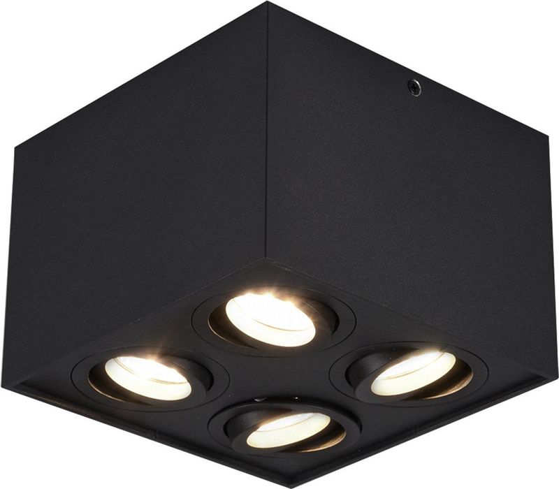 Trion - Bisqy - LED Plafondspot - Mat Zwart - GU10 Fitting - 4-lichts - Vierkant