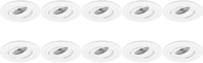 Spot Armatuur 10 Pack - Pragmi Alpin Pro - GU10 Inbouwspot - Rond - Wit - Aluminium - Kantelbaar - Ø92mm