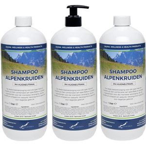 Shampoo Alpenkruiden - 1 liter - met gratis pomp - set van 3 stuks - Voordeelverpakking - Haarverzorging