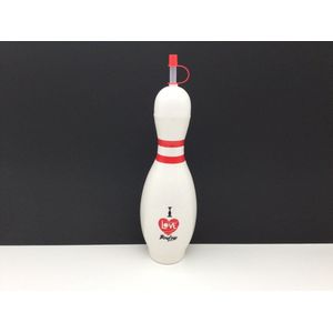 Bowling Bowlingpin bidon 'Pin Sipper' met opdruk 'I  bowling', met inhoud van 75 cl. en aparte drinkbuis met afsluitdop.