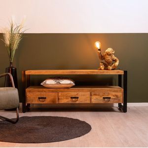 HUUS Tv-meubel Britt - Luxe tv-meubel - 3 lades: 150x45x60cm - Gemaakt van Hout - Mangohout - Luxe uitstraling - Handgemaakt
