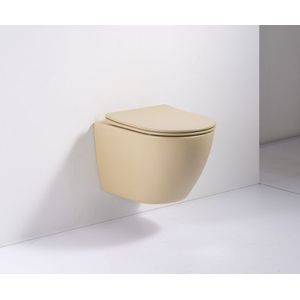 SaniGoods Apollo mat zandkleurige toiletpot inclusief zitting anti-kalk 48cm