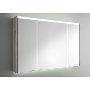 Muebles Ally spiegelkast met verlichting bovenkant 103x66cm grijs eiken