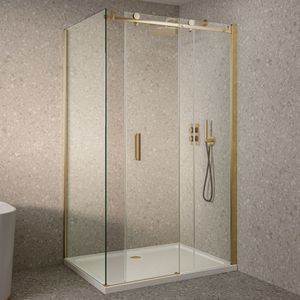 Saniclear - Supreme - Douchecabine - Geborsteld Messing - 110x80cm - Mat Goud