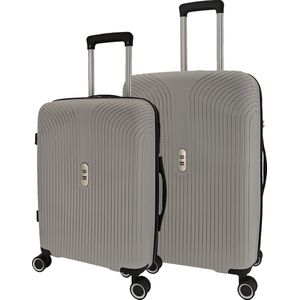 SB Travelbags 2 delige bagage kofferset 4 dubbele wielen trolley - Licht Grijs - 65cm/55cm - TSA slot