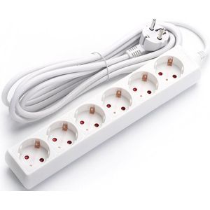 Stekkerdoos - Verlengsnoer - Aigi Synci - 3680W - 6 Stopcontacten - 3 Meter - Wit | Nederland