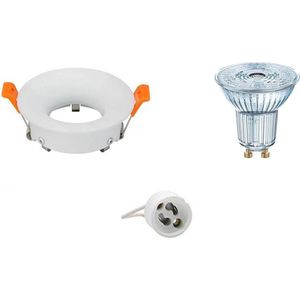 LED Spot Set - OSRAM Parathom PAR16 930 36D - GU10 Fitting - Dimbaar - Inbouw Rond - Mat Wit - 3.7W - Warm Wit 3000K - Ø85mm