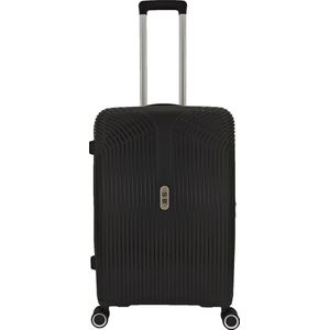 SB Travelbags Bagage koffer 65cm 4 dubbele wielen trolley - Zwart - TSA slot