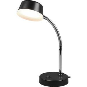LED Tafellamp - Torna Kiki - 4W - Warm Wit 3000K - Rond - Mat Zwart - Kunststof