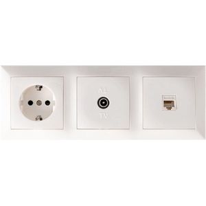 Aigi Cika - Inbouw Wandcontactdoos - Wit - 1-voudig Stopcontact - 1-voudig UTP CAT5E - 1-voudig Coax - Randaarde