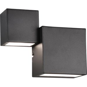 LED Wandlamp - Wandverlichting - Torna Migela - 12W - Warm Wit 3000K - Dimbaar - Vierkant - Mat Zwart - Aluminium