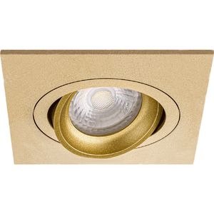 Spot - Pragmi Borny Pro - GU10 Inbouwspot - Vierkant - Goud - Aluminium - Kantelbaar