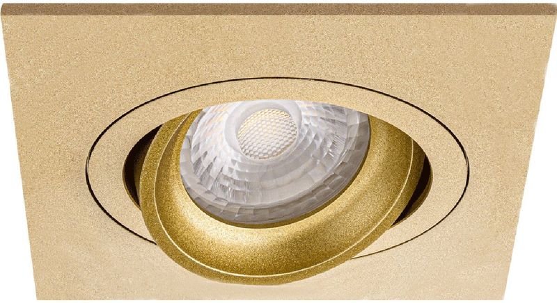 Spot - Pragmi Borny Pro - GU10 Inbouwspot - Vierkant - Goud - Aluminium - Kantelbaar
