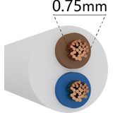 VMVL Kabel - Stroomkabel - 2x0.75mm - 2 Aderig - 50 Meter - H03VV-F - Wit