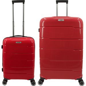SB Travelbags 2 delige 'Expandable' kofferset 4 dubbele wielen trolley - Rood - 75cm/55cm