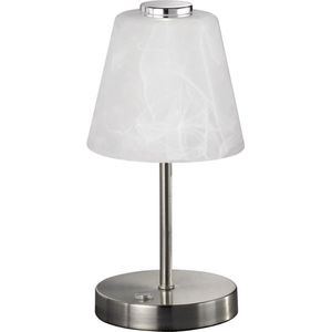 LED Tafellamp - Torna Emminy - 2W - Warm Wit 3000K - Dimbaar - Rond - Mat Nikkel - Aluminium
