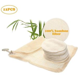 12 stuks Herbruikbare Wattenschijfjes - Wasbare Wattenschijfjes - Bamboe wattenschijfjes - Milieuvriendelijk -Zero waste - Wasbare Make up pads - Gezichtsreiniger - Duurzaam en Ecologisch -