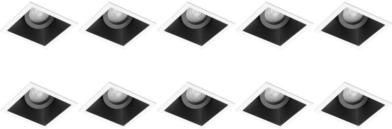 Pragmi - Zano Pro - GU10 Inbouwspot - Vierkant - Zwart/Wit - Aluminium - Kantelbaar