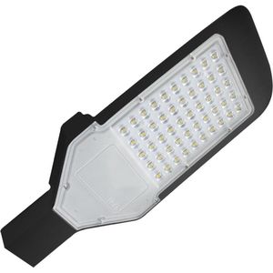 LED Straatlamp - Straatverlichting - Orny - 50W - Helder/Koud Wit 6400K - Waterdicht IP65 - Mat Zwart - Aluminium