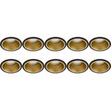 Pragmi Minko Pro - Armatuur - Rond - Zwart/Goud - Aluminium - 10 Pack