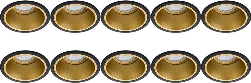 Pragmi Minko Pro - Armatuur - Rond - Zwart/Goud - Aluminium - 10 Pack