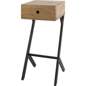 Nachtkastje XS Balance | 1 lade | zwart / bruin | acacia hout / metaal | 30 x 30 x 60 cm | slaapkamer / woonkamer | modern design